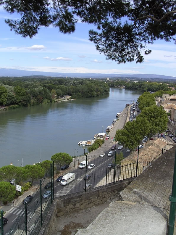 AVIGNON, view of the BRAS from the steps to the PALAIS DES PAPES, looking SE-ly 